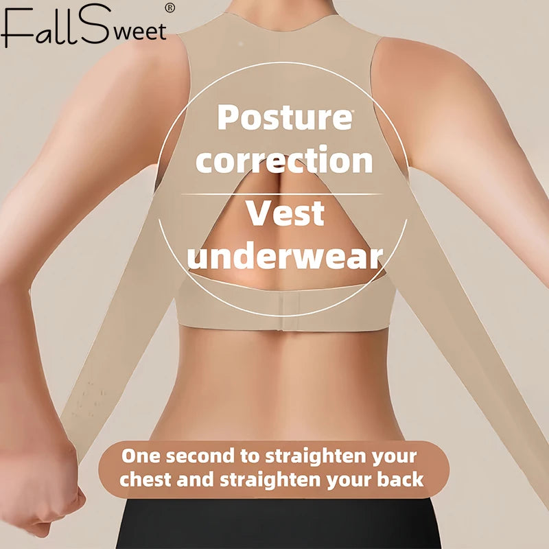 Wireless Posture Correction Bra for Women Seamless Push up Bralette with Cross Back Support for Daily Shaping Lingerie