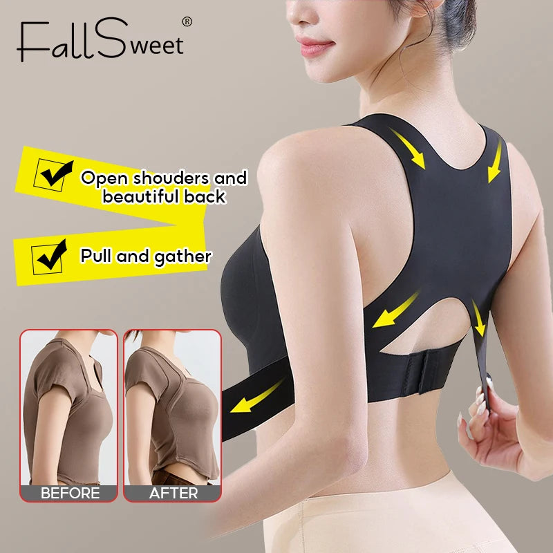 Wireless Posture Correction Bra for Women Seamless Push up Bralette with Cross Back Support for Daily Shaping Lingerie